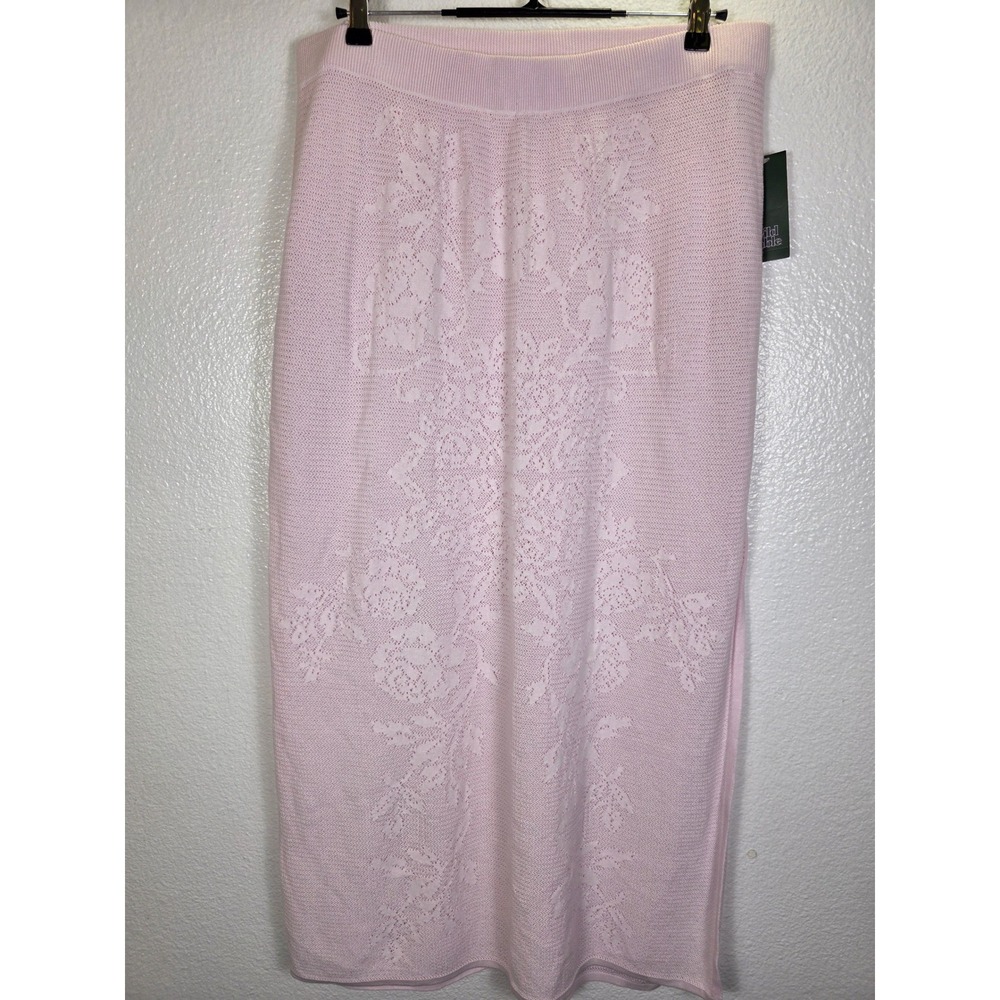 Wild Fable Pink Floral Pointelle Knit Midi Skirt Size XXL 100% Cotton